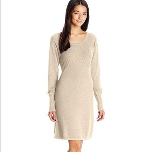 Prana Long Sleeve Scoop Neck Knit Dress in Beige